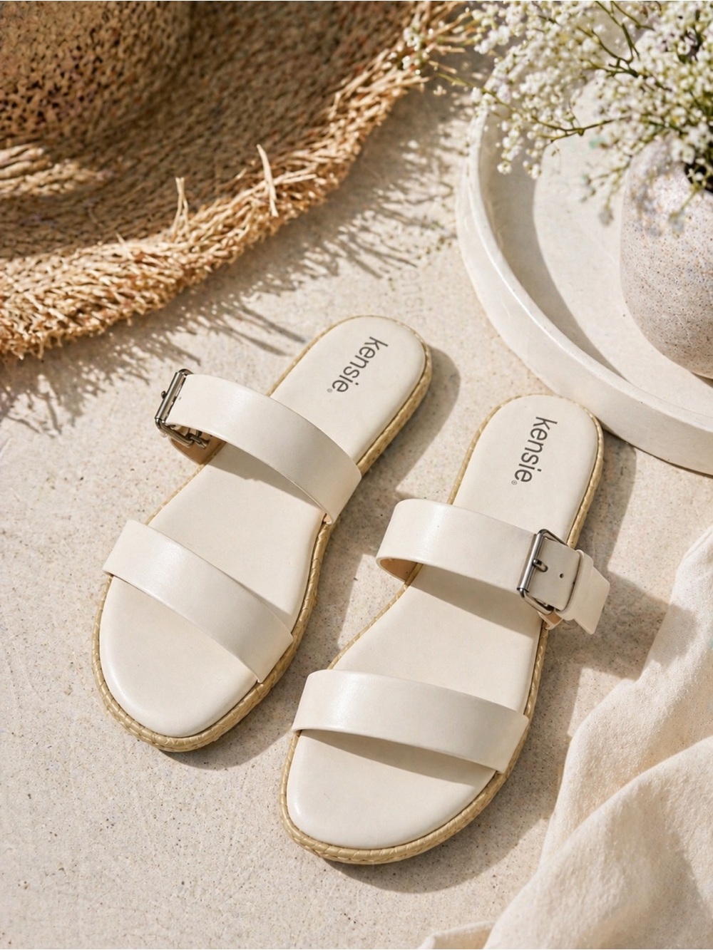 Boutique Minimalist Cream Slide Sandals | Chic Summer Luxe